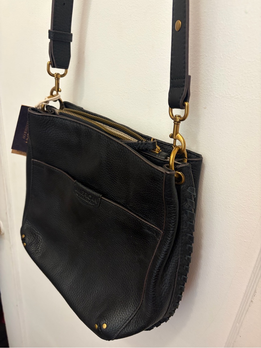 American Leather Co black leather crossbody bag, new with tags